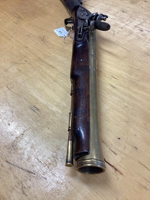 Lot 971 - Reproduction flintlock blunderbuss with brass flared barrel 73.5cm