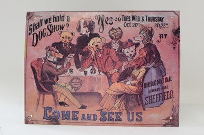 Lot 2537 - Group of reproduction enamel signs, and a group of motorcycling posters