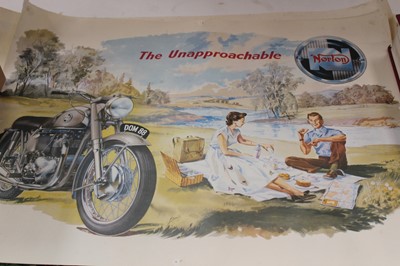 Lot 2537 - Group of reproduction enamel signs, and a group of motorcycling posters