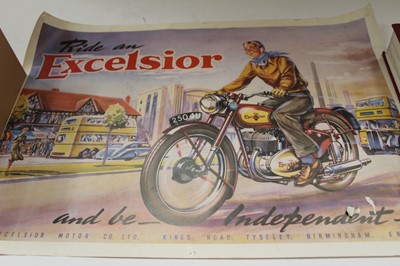 Lot 2537 - Group of reproduction enamel signs, and a group of motorcycling posters