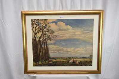 Lot 328 - John Northcote Nash (1883-1977) coloured print - Aylesbury Plain, in glazed gilt frame