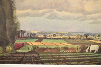 Lot 328 - John Northcote Nash (1883-1977) coloured print - Aylesbury Plain, in glazed gilt frame