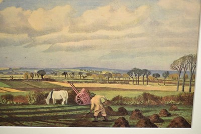 Lot 328 - John Northcote Nash (1883-1977) coloured print - Aylesbury Plain, in glazed gilt frame