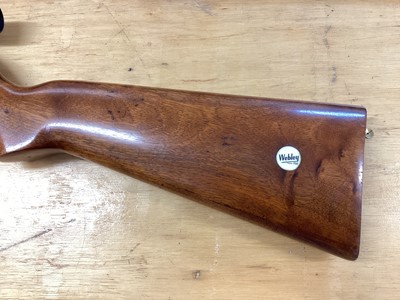 Lot 994 - Webley Mark 3 .22 under lever action air rifle, numbered A1416, inset Webley badge to stock, with a Nikko Stirling 4 x20 scope, in a slip case