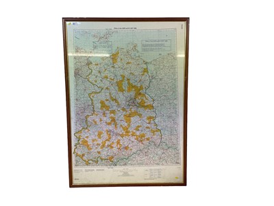 Lot 694 - Two large framed Cold War era maps of Germany captioned 'Areas permanently out of bounds to the Soviet Military mission, effective date 10th June 86, approximately 135 x 93.5cm