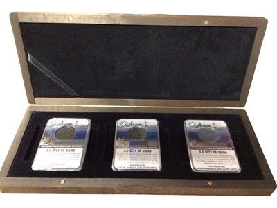 Lot 517 - India  - L.M.O. SS Cairo silver Rupee three coin set 'The Deepest Treasure Recovery in History' (N.B. Cased with Certificate of Authenticity) (1 coin set)