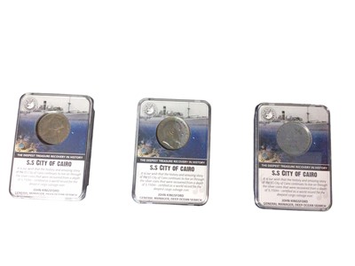 Lot 517 - India  - L.M.O. SS Cairo silver Rupee three coin set 'The Deepest Treasure Recovery in History' (N.B. Cased with Certificate of Authenticity) (1 coin set)