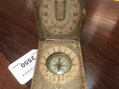 Lot 2550 - 19th century folding wooden  pocket sundial and compasss signed Nigelein at Nuremberg in Bavaria with printed paper dials