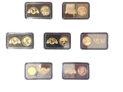 Lot 541 - World - L.M.O. Mixed gold coins 'World's Most Famous Gold Coin Set' to include Australia proof kangaroo 15 Dollar (24ct. gold Wt. 3.10gms), Canada brilliant UNC 5 Dollars (24ct. gold Wt. 3.11gms),...