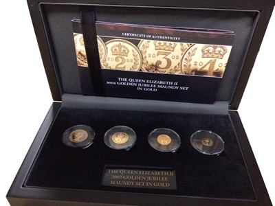 Lot 542 - G.B. - Gold Maundy four coin set commemorating Queen Elizabeth II Golden Jubilee 2002 (N.B. Cased with Certificate of Authenticity) (4 coin set)