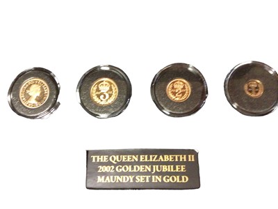 Lot 542 - G.B. - Gold Maundy four coin set commemorating Queen Elizabeth II Golden Jubilee 2002 (N.B. Cased with Certificate of Authenticity) (4 coin set)