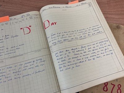 Lot 677 - D-Day interest- two highly interesting Deck Log Books, relating to HMS LCT 878 (Landing Craft of the LCT (MK4) class). The log entries begin in December 1943, with LCT 878, based in the Beaulieu ri...