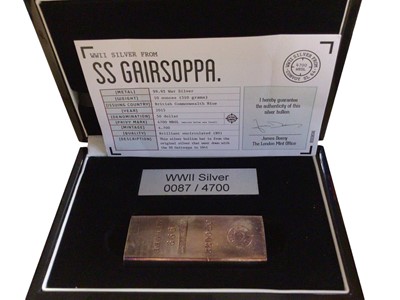 Lot 543 - Niue - World War II silver Ingot Wt. 10ozs from SS Gairsoppa, part of convoy SL64 sunk by torpedo 300 miles South West of Galway Bay, Ireland on 17th Feburary 1941 and booklet (N.B. Cased with Cert...