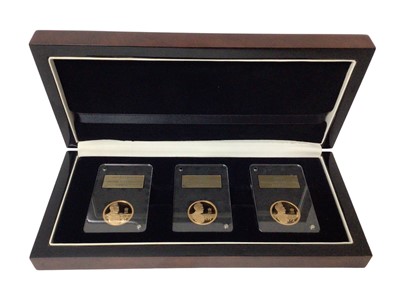 Lot 544 - Gibraltar - L.M.O. Year of the 3 Kings Anniversary gold proof three coin Sovereign set 2016 (N.B. Cased with Certificate of Authenticity) (3 coin set)