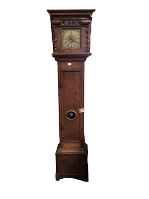 Lot 619 - Late 17th century wall clock, in oak longcase