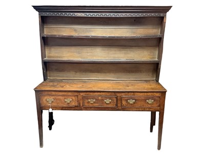 Lot 1654 - 18th century oak high dresser