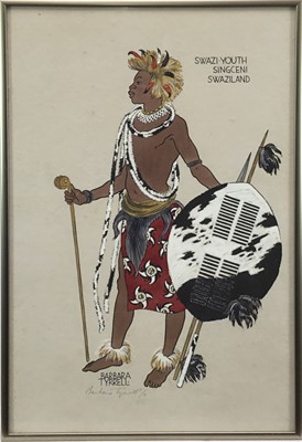 Lot 144 - Barbara Tyrrell, 1912-2015. Two signed limited prints, “Swazi Youth” and “Ngwane Musician”. Signed and numbered. Framed. Barbara Tyrrell is known internationally for her studies of traditional dres...