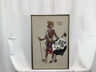 Lot 144 - Barbara Tyrrell, 1912-2015. Two signed limited prints, “Swazi Youth” and “Ngwane Musician”. Signed and numbered. Framed. Barbara Tyrrell is known internationally for her studies of traditional dres...