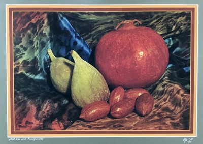 Lot 86 - Barbara Smith, 20th Century British School. Limited edition print, “Still life with Pomegranate”. Titled and numbered on the mount “1/10”, signed on label verso. Framed. 27x40.5cm