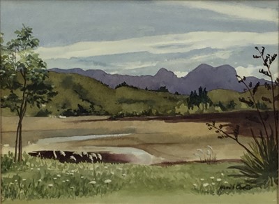 Lot 149 - Hazel Carter, 20th Century British School. Watercolour, mountainous landscape. Signed lower right. 27x36cm