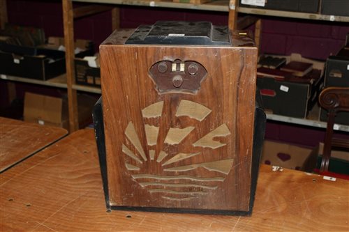 Pye Rising Sun Lot 2834 - Art Deco Pye 'Sunrise' radio in ebonised