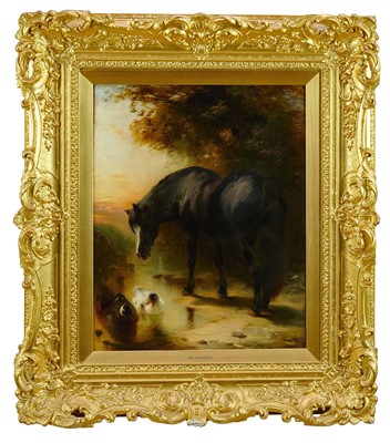 Lot 1313 - William Huggins of Liverpool (1820-1884) oil on canvas - The Black Horse, signed, 51cm x 41cm, in gilt frame