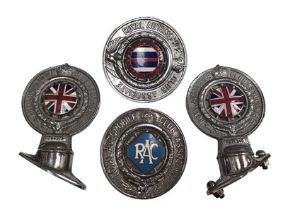 Lot 2007 - Four Vintage RAC car badges including Civil Service