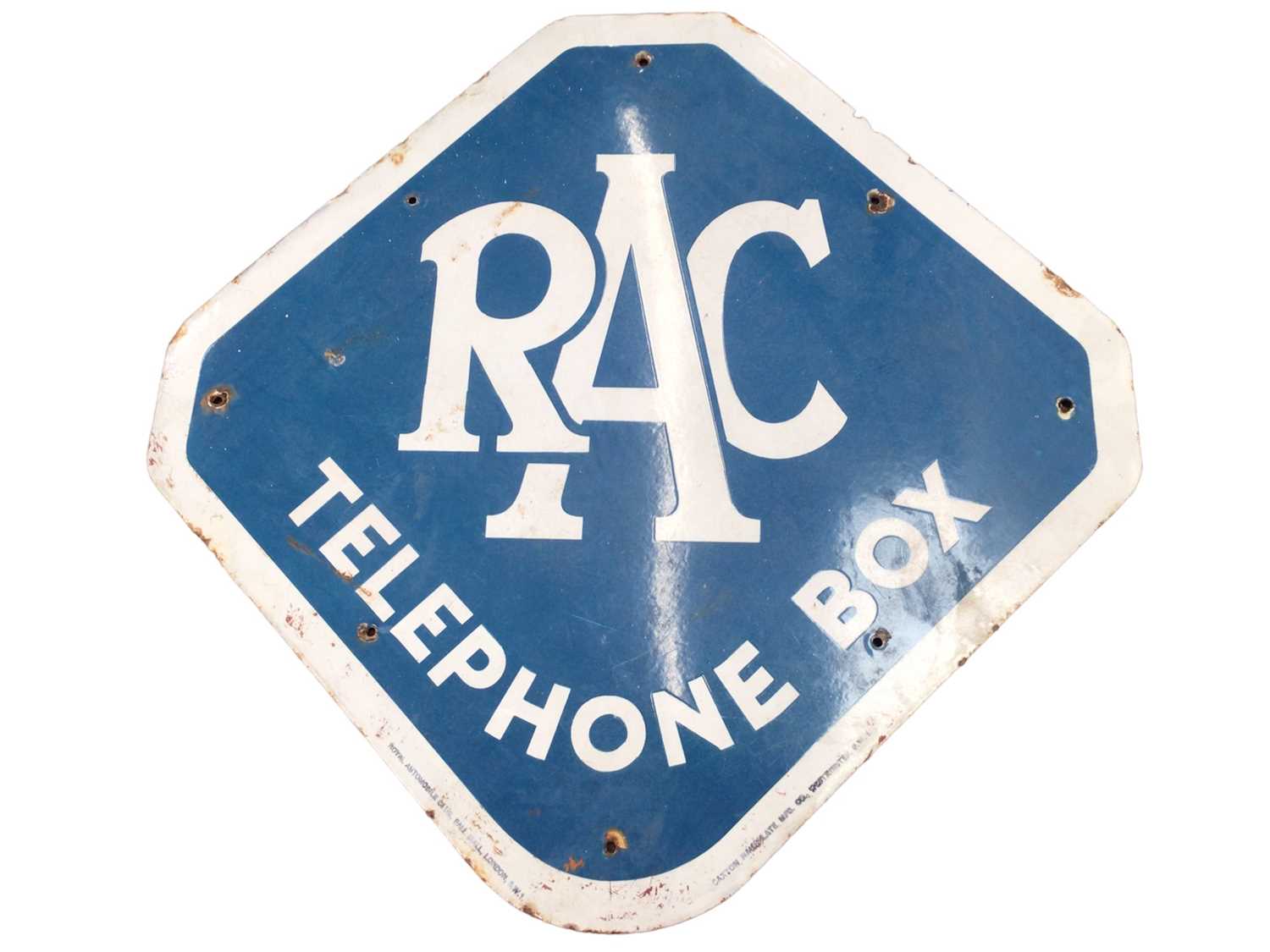 Lot 2012 Vintage RAC Telephone Box enamel sign