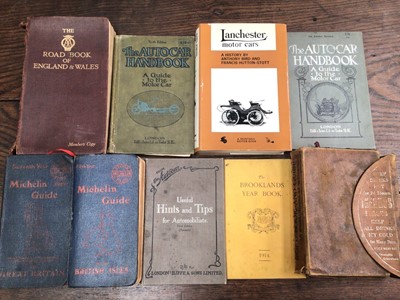 Lot 974 - Motoring interest books - 1914 The Brooklands year book, The Autocar Handbook tenth edition and other motoring related books.