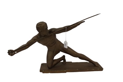 Lot 2490 - Art Deco style plaster sculpture of a javelin thrower, 41cm high