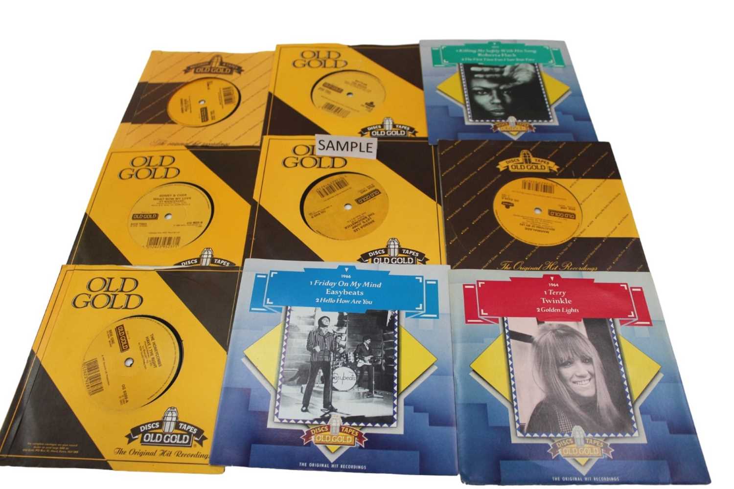 Lot 2594 - Approx. 500 single records including large quantity of 'Old Gold' most of which appear to be unplayer.  Artists include The Stranglers, Dion, Thin Lizzy, Billy Fury, The Kinks and The Foundations (...
