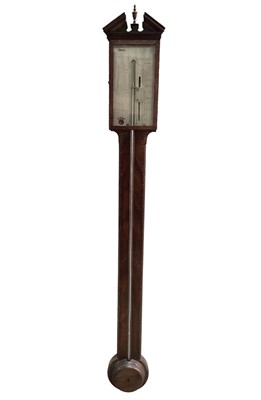 Lot 603 - George III mahogany stick barometer, by A.D. Torre & Co. London