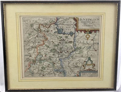 Lot 173 - Five early maps to include Huntingdon (Sexton 1610), Denbigh (Sexton 1637), Cumbria (Sexton 1637), Dorsetshire (Morden), Suffolk