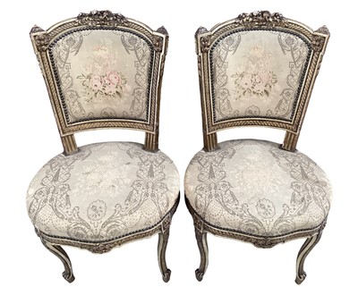 Lot 1219 - Pair of antique gilt salon chairs