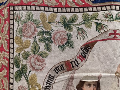 Lot 1251 - Interesting mid 19th century French hanging embroidered panel