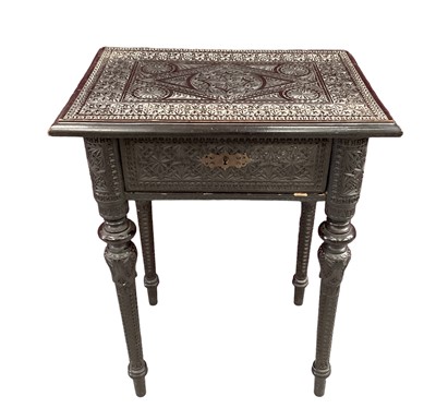 Lot 1215 - Good quality 19th century Anglo Indian carved side table with single drawer