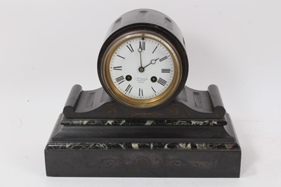 Lot 602 - Victorian  black slate and veined marble clock by  J.W. Benson, Ludgate Hill, London