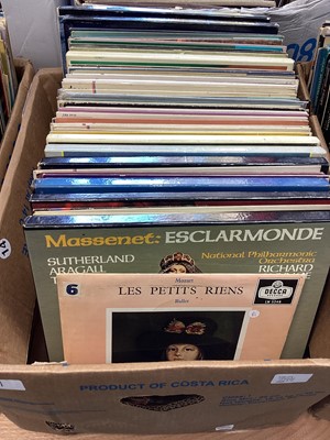 Lot 2234 - Four boxes of LP records and some boxed sets on the Decca label, including Mozart, Rachmaninov, Beethoven, Chopin, Tchaikovsky, Joan Sutherland etc. Many releases on the Decca Eclipse label and oth...