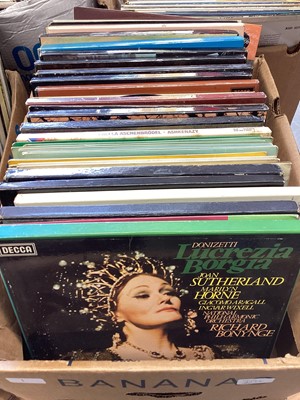 Lot 2234 - Four boxes of LP records and some boxed sets on the Decca label, including Mozart, Rachmaninov, Beethoven, Chopin, Tchaikovsky, Joan Sutherland etc. Many releases on the Decca Eclipse label and oth...