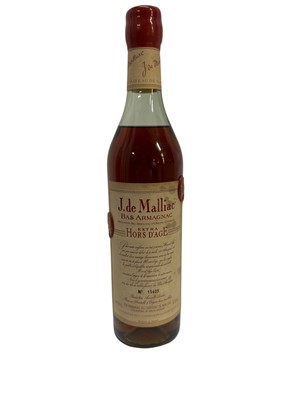 Lot 275 - One bottle, J. De Malliac 20 year old oak aged Armagnac, Extra Hors D'Age, Chateau de Mailliac, bottle number 15425, 42%, 0.68l