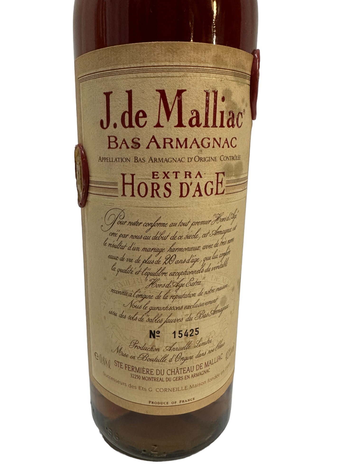 Lot 275 - One bottle, J. De Malliac 20 year old oak