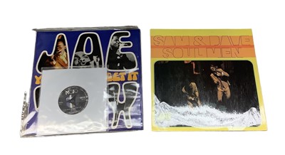 Lot 2227 - Box of LP records including Joe Tex, Sam and Dave, BookerT and the MG's, Georgie Fame, Jackie De Shannon, Otis Redding, Lee Dorsey, The Carnival, Four Tops, Wilson Pickett and 'Now' compilations et...