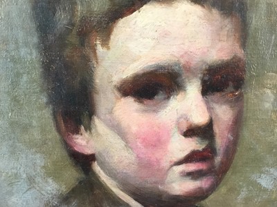 Lot 3 - English school, early 20th century, oil portrait of a young man