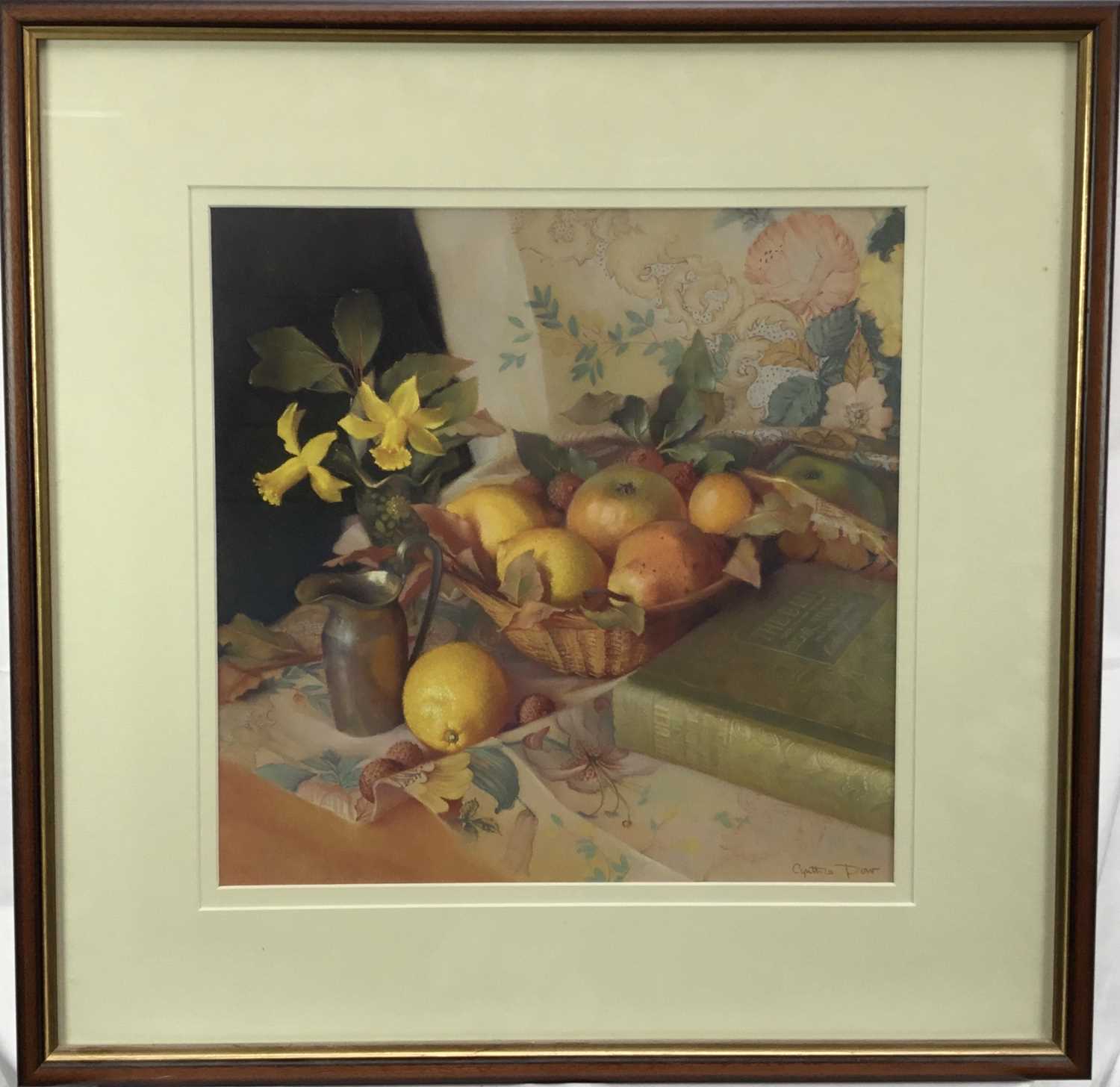 Lot 6 - Cynthia Par (contemporary) pastel, still life, signed, 41cm x 41cm, glazed frame