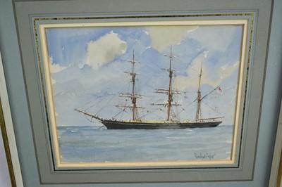 Lot 1406 - *Rowland Fisher (1895-1965) watercolour - 'At Anchor', signed, 21cm x 28cm, in glazed gilt frame