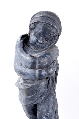 Lot 1130 - Late 19th/early 20th century lead garden sculpture of Winter