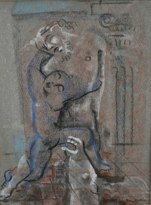 Lot 1525 - Mary Krishna (1909-1968) two pastel drawings, circa 1940, figure studies, 19cm x 14cm and 22cm x 17cm, in glazed frames (2)