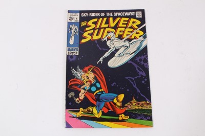 Lot 194 - Marvel Comics The Silver Surfer #4 (1969). Classic cover, Thor battles Silver Surfer. Priced 25 cents. Good condition. (1)