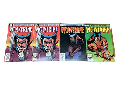 Lot 204 - Marvel Comics Wolverine (1982). First solo limited series, incomplete run from issues 1 - 4, missing issue 2. Contains two copies of issue 1. Priced 60 cents. (4)