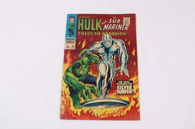 Lot 195 - Marvel Comics Tales to Astonish #93 (1967). Classic Hulk and Silver Surfer cover and story. First Silver Surfer story outside of Fantastic Four. Priced 10d. (1)